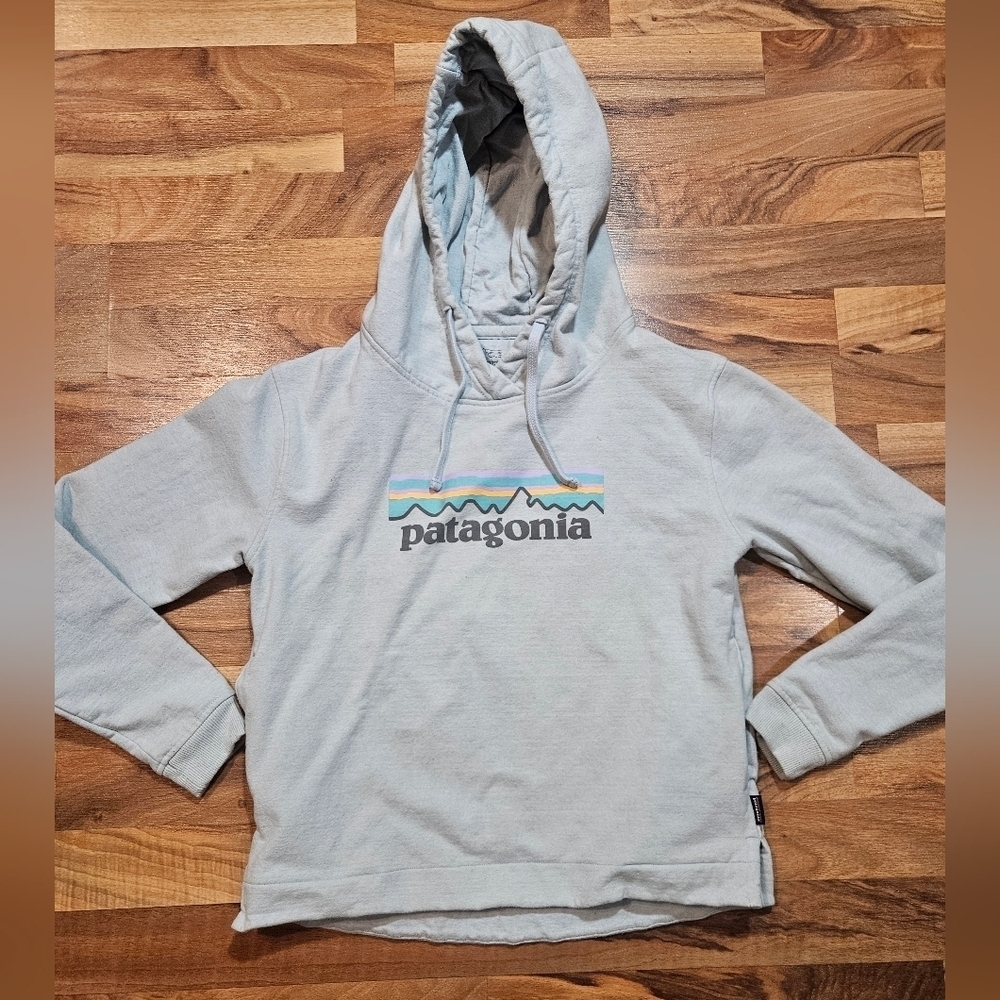 Patagonia Uprisal Hoody Small Gray Recycled Cotton Blend Fair Trade Logo